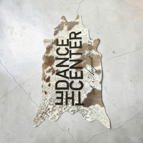 36" Personalized Cowhide Rug with custom laser engraving