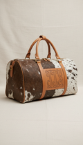 Cowhide Duffel Bag with Personalized Initials