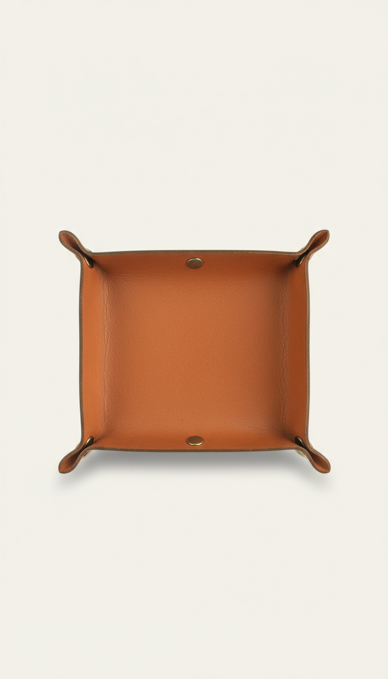 Custom Leather Valet Tray With Snap Corners