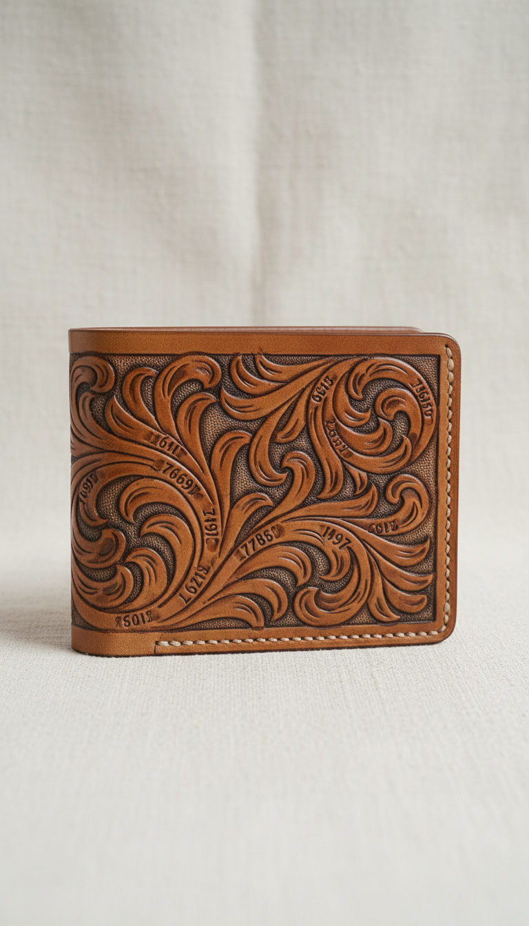 Engraved Leather Wallet with Custom Script